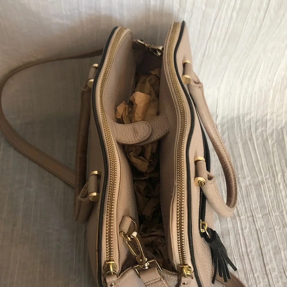 KATE SPADE dusty pink pebbled leather large satchel purse bag